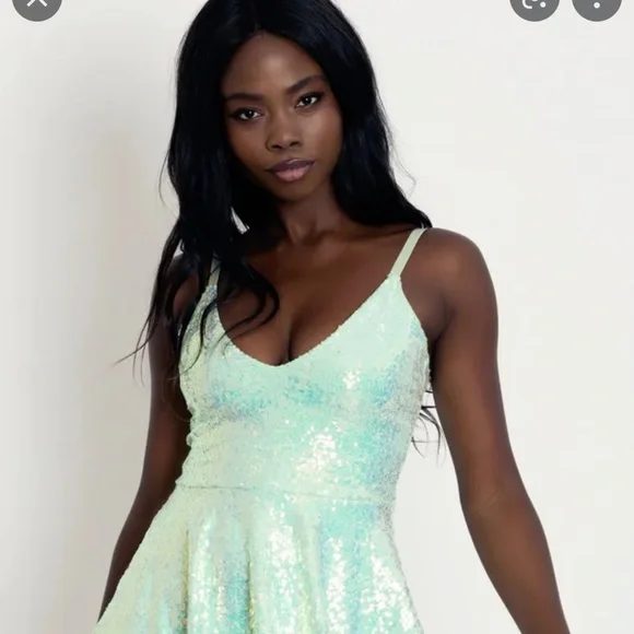 Blackmilk sparkle mint sequin mini strappy dress - Picture 2 of 5
